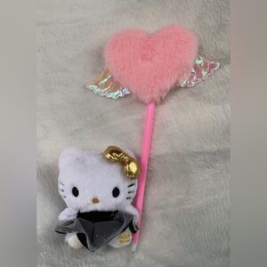 Hello Kitty Plush Keychain with Pink Heart Pompom Pen